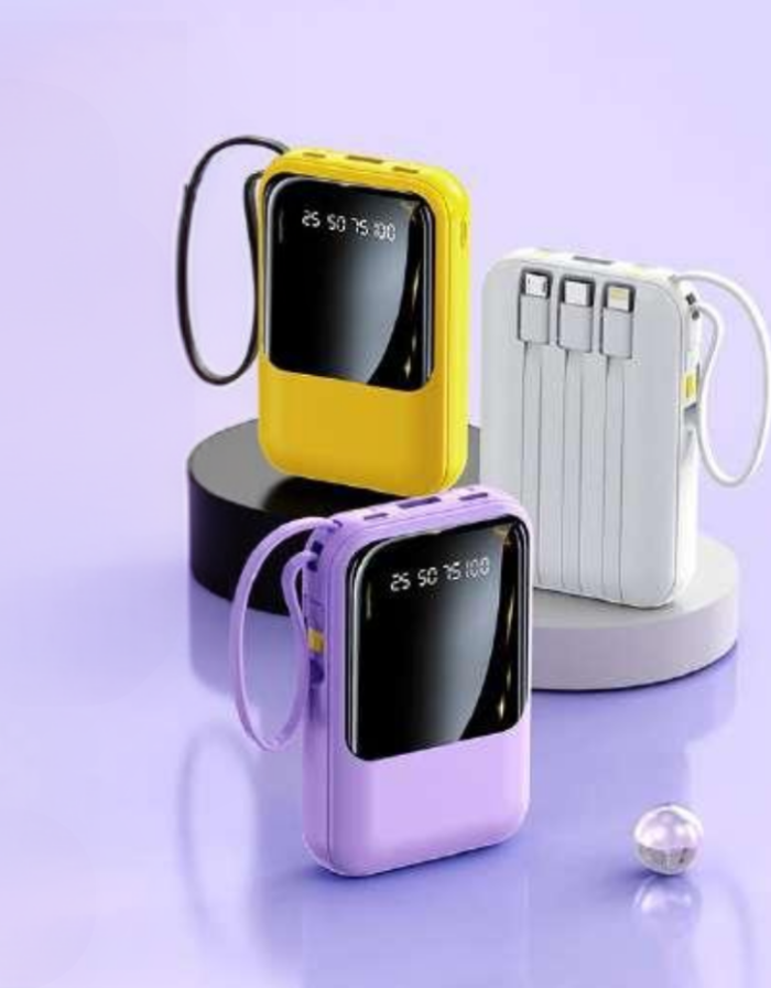 Carica portatile viola bianco giallo