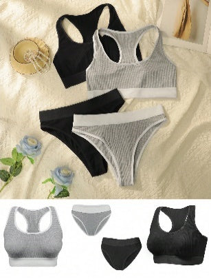 Coordinato intimo grigio e nero front