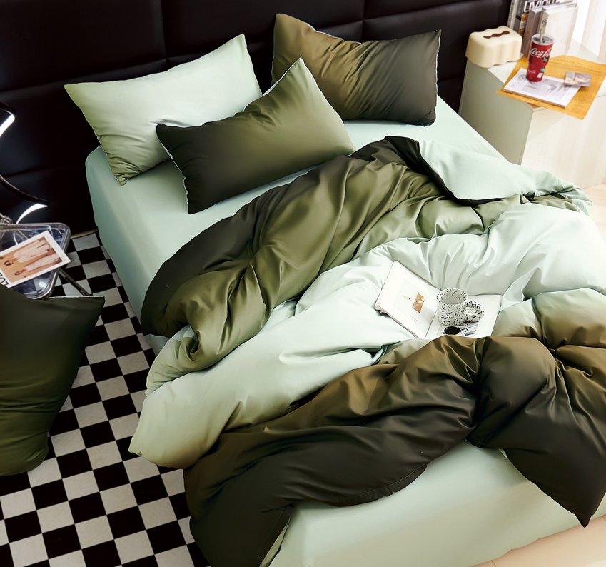 completto- bianchria da letto sfumato verde militare