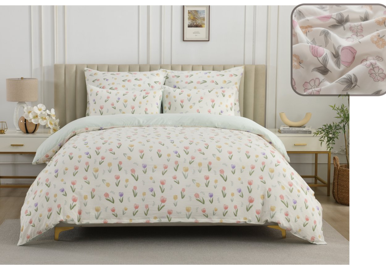 SET BIANCHERIA CON TULIPAN