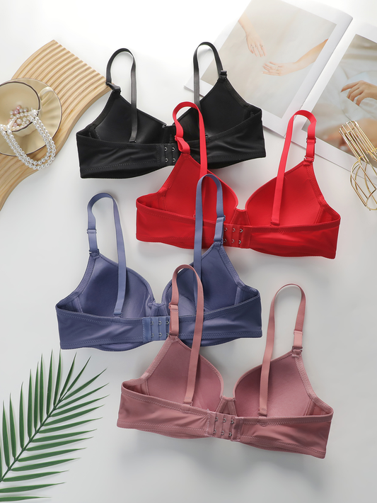 Multipack da 4 reggisseni(rosa antico, blu, rosso e nero)-Confort e sostegno con stile